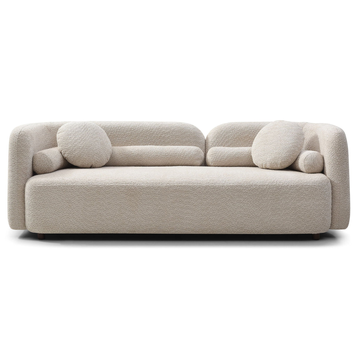 3 Seater Sofa Couch With Throw Pillows For Living Room - Light Beige
