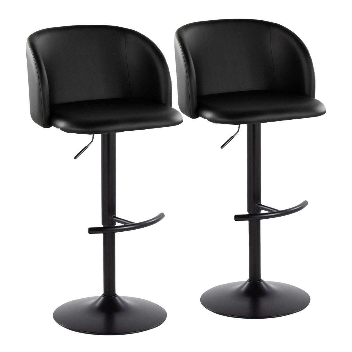 Fran - Adjustable Barstool (Set of 2) - Black Faux Leather