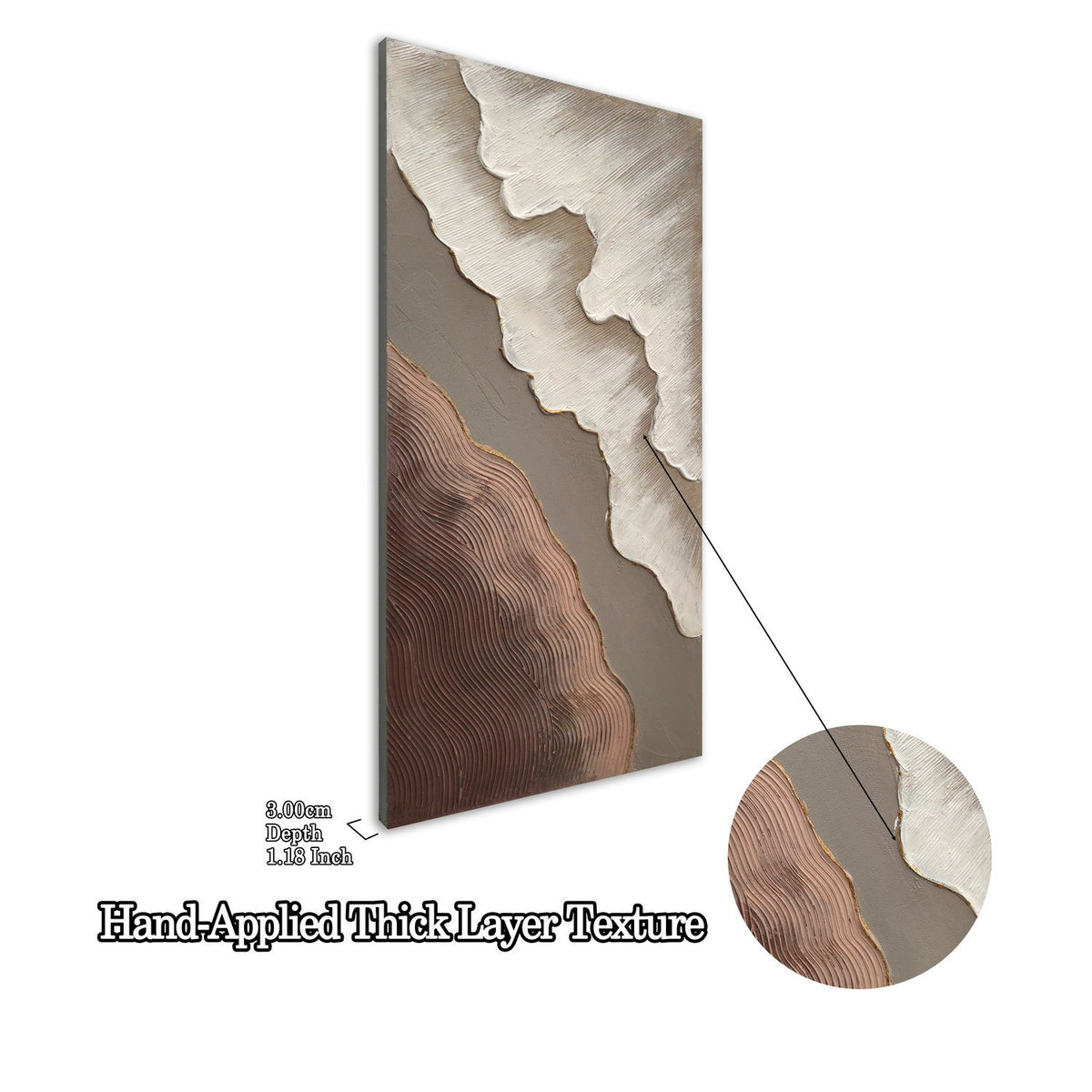Abstract Wall Art, Textured Canvas Painting With Accents, Decor For Living Room (Set of 2) - Antique Brown / White