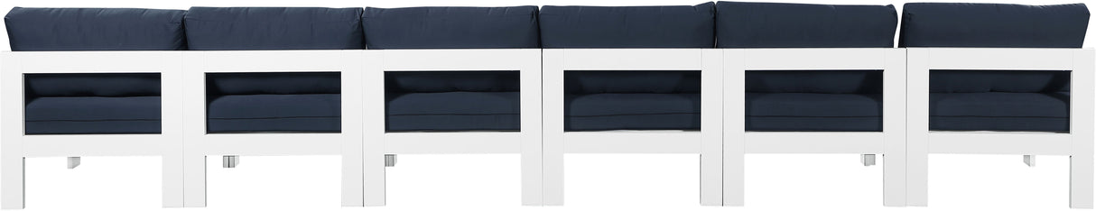 Nizuc - Outdoor Patio 6 Seat Armless Modular Sofa With White Frame
