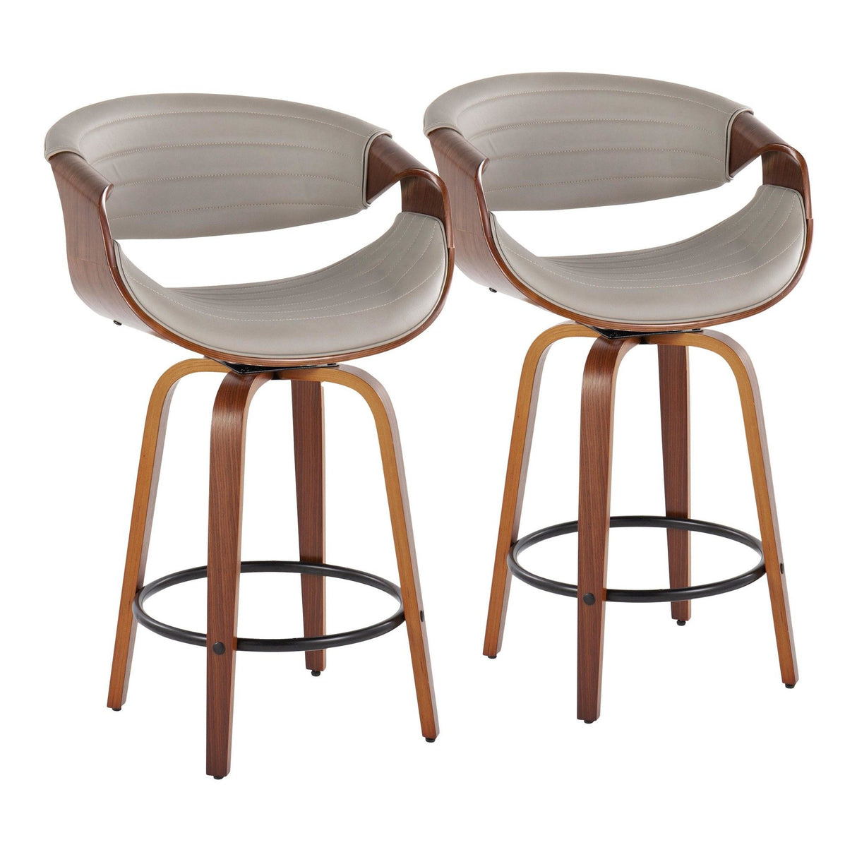 Symphony - 26" Fixed-Height Counter Stool (Set of 2) - Walnut & Black Base