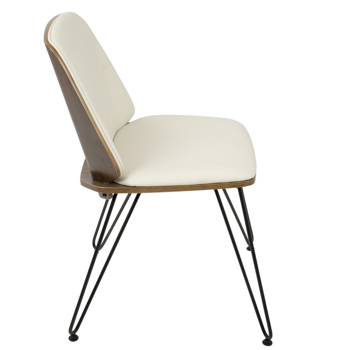Avery - Chair (Set of 2) - Black Metal, Walnut Wood, Cream Faux Leather