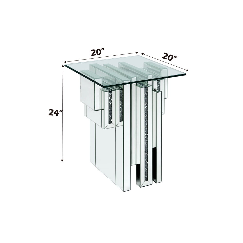 Noralie - 20" End Table With Faux Diamonds - Mirrored