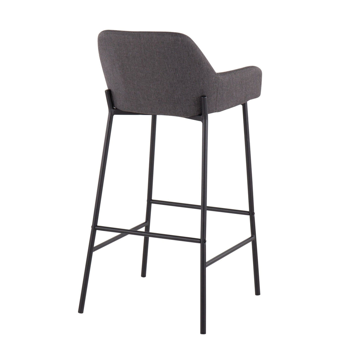 Daniella - Fixed-Height Bar Stool (Set of 2) - Black Metal And Charcoal Fabric