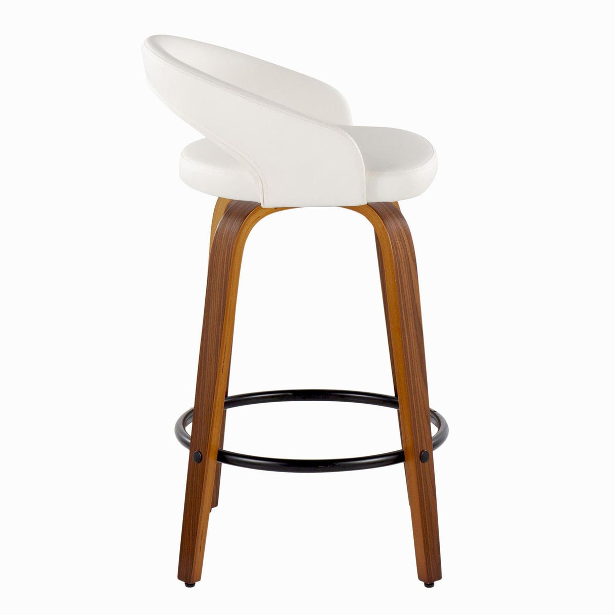 Grotto - 32.5" Upholstered Fixed-Height Counter Stool (Set of 2) - Walnut Wood Base