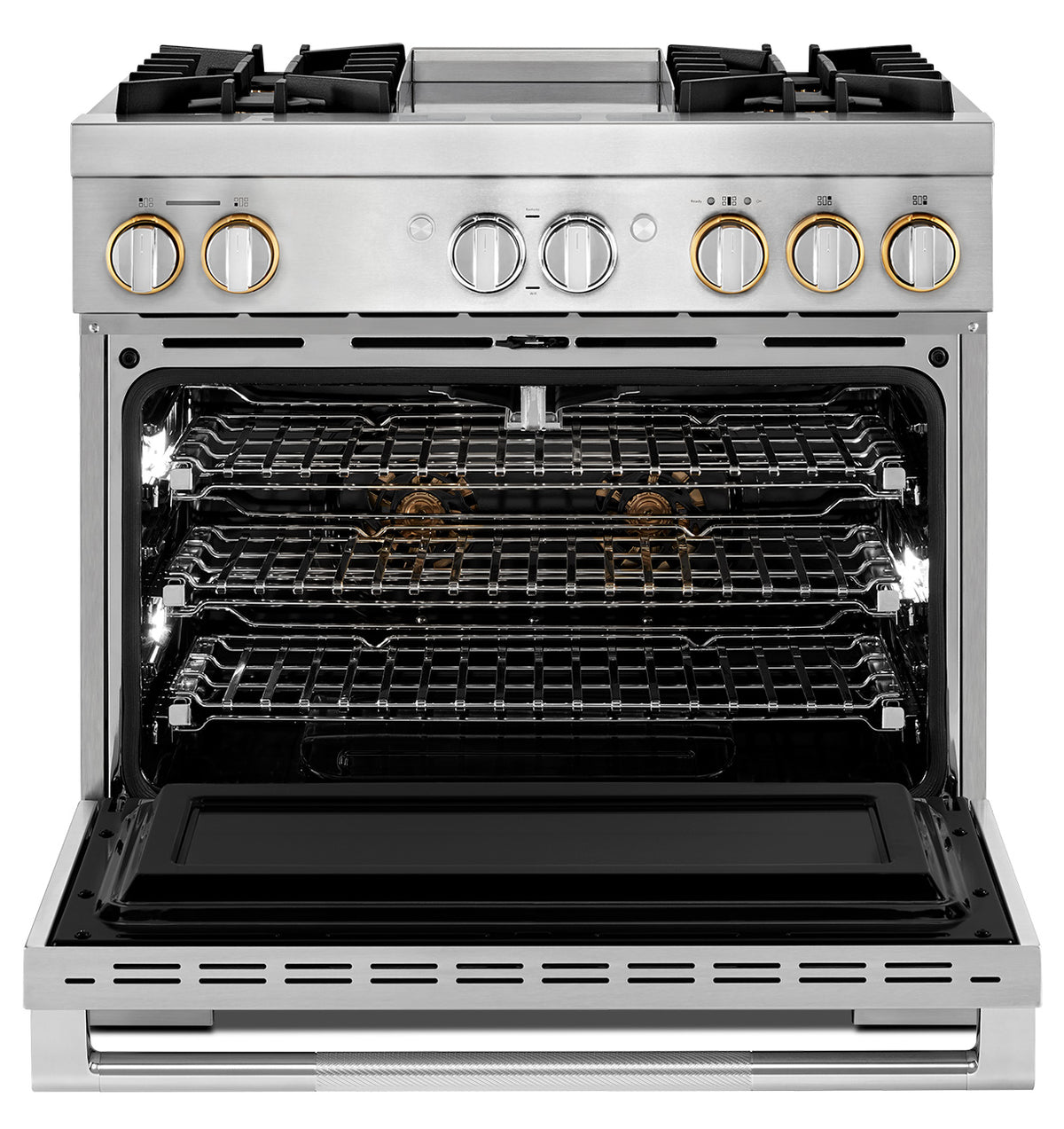 JennAir JDRP536HL oven interior with glide racks