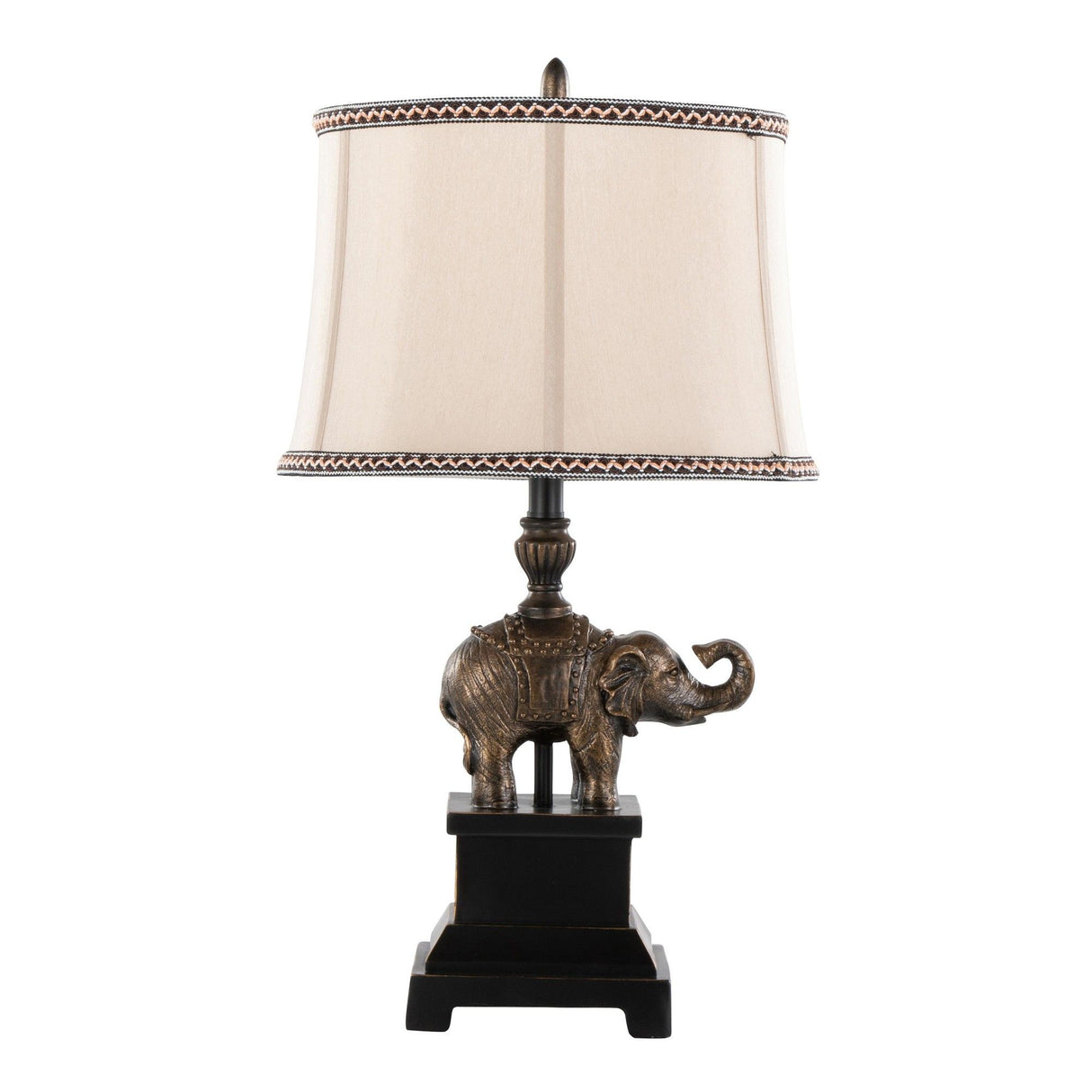 Elephant - 27" Table Lamp (Set of 2) - Bronze Polyresin With Natural Linen Soft Back Shade