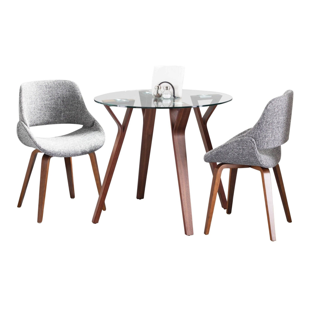 Folia - Round Fabrico 3 Piece Dining Set - Gray