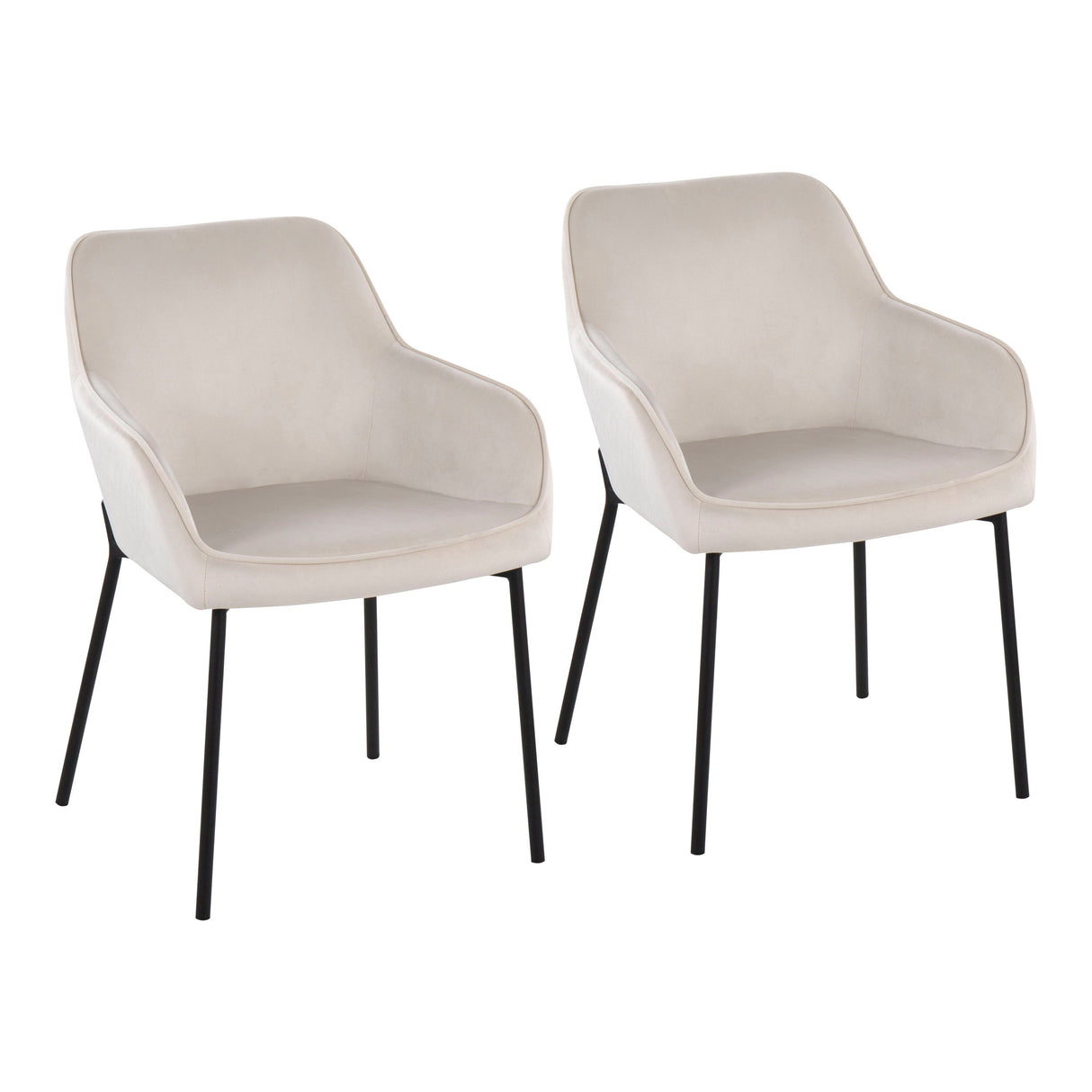 Daniella - Dining Chair (Set of 2) - Black Steel And Cream Velvet