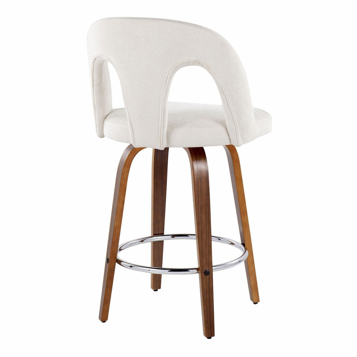 Ava - Upholstered Fixed-Height Barstool (Set of 2) - Walnut Wood Base