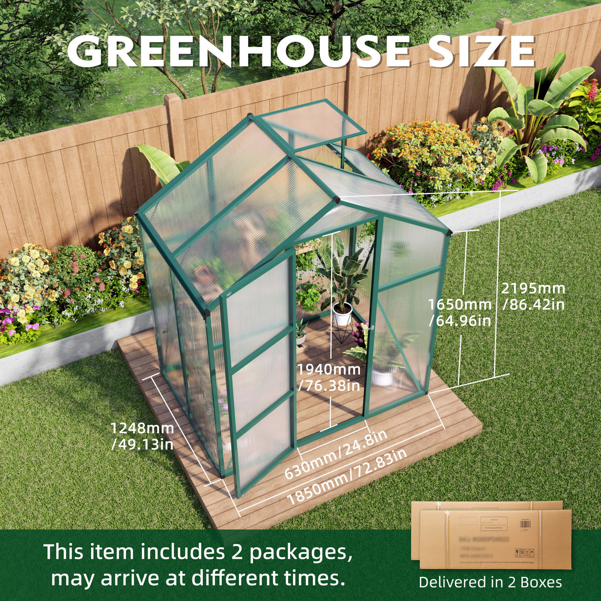 Polycarbonate Walk-In house, Raised Base For Outdoor In All Season