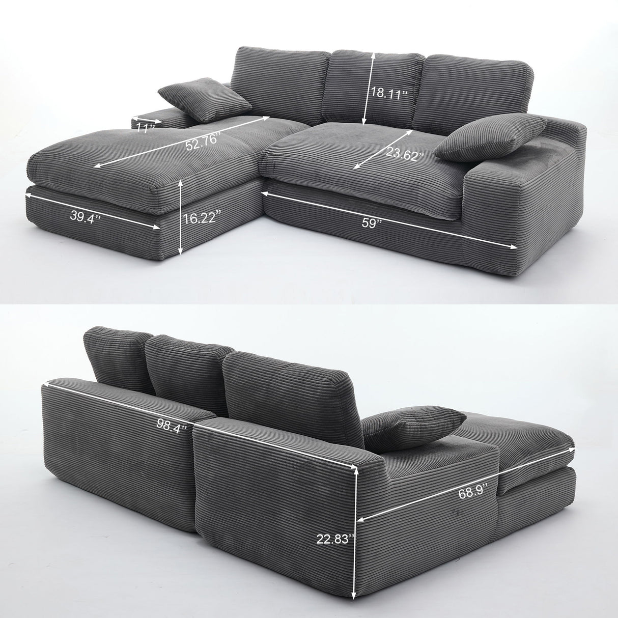 Modern Minimalist Modular Sectional Sofa Set, Upholstered Sleeper Couch