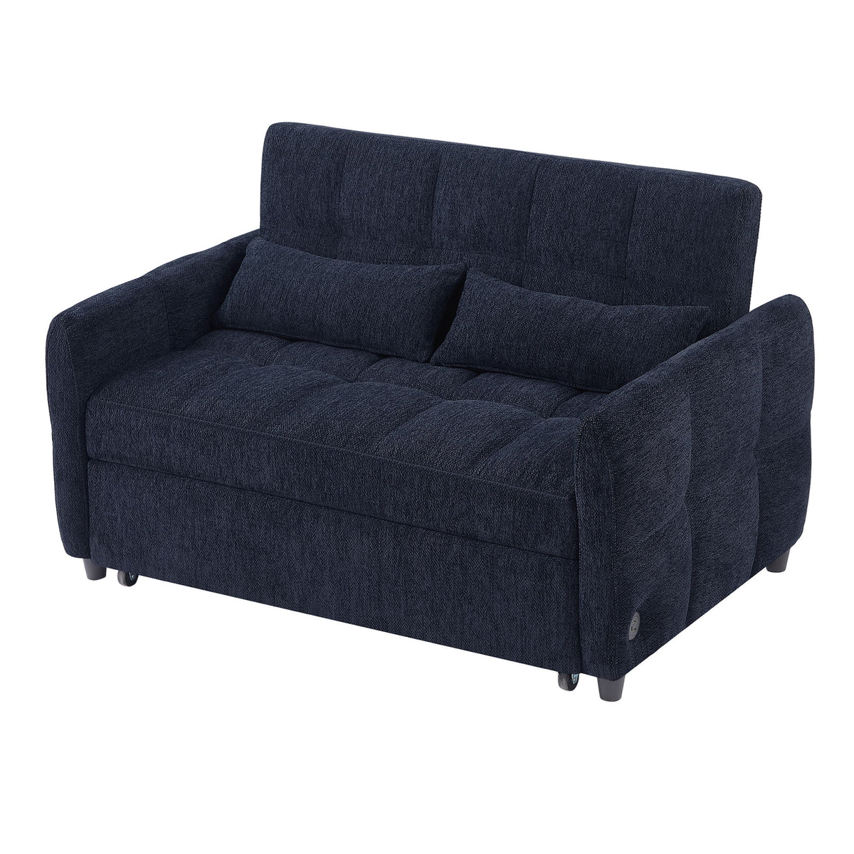 Loveseat Sofa Pull-Out Bed With Adjustable Backrest, 3 USB Ports And 2 Lumbar Pillows For Living Room