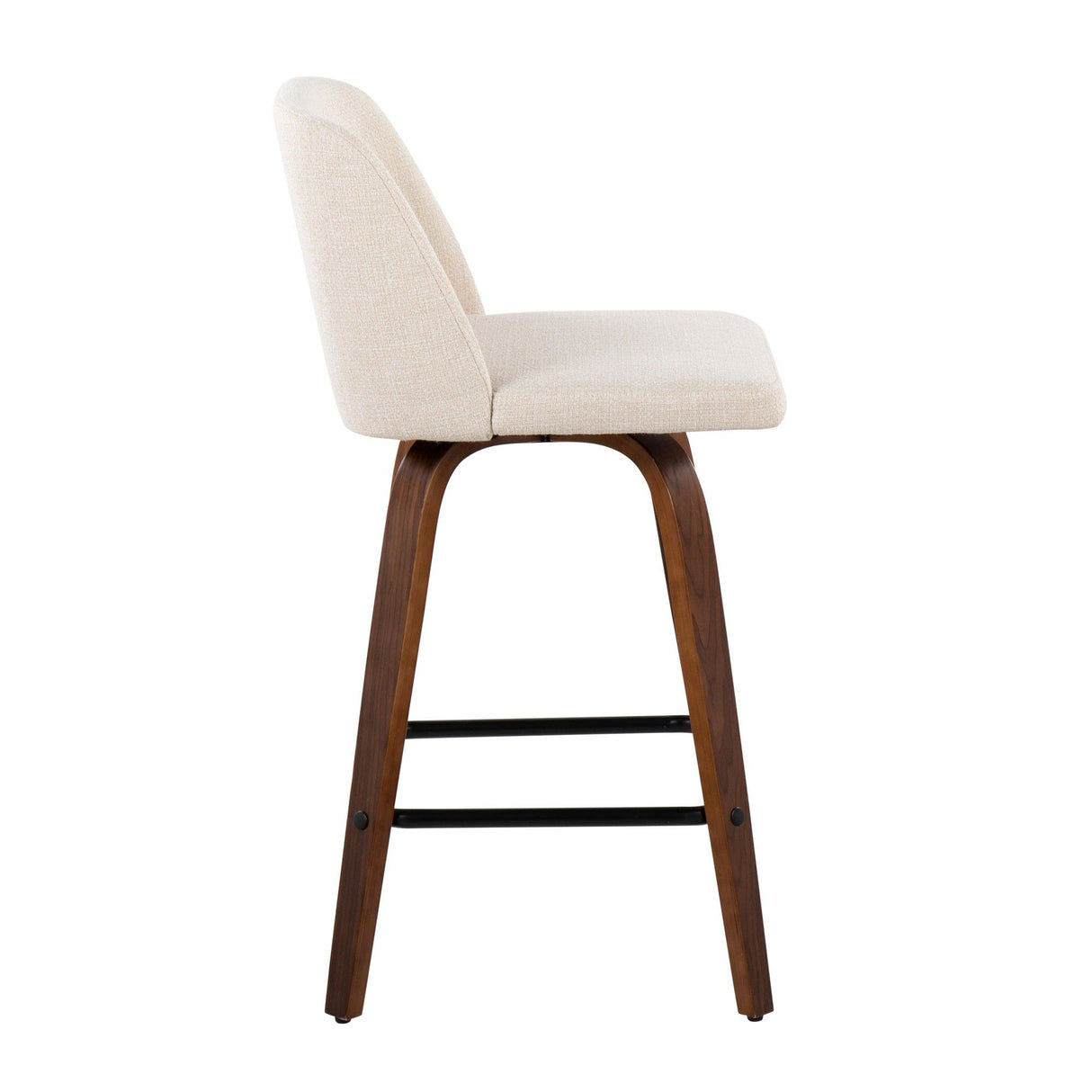 Tintori - Fixed-Height Counter Stool (Set of 2) - Walnut Wood And Square Footrest