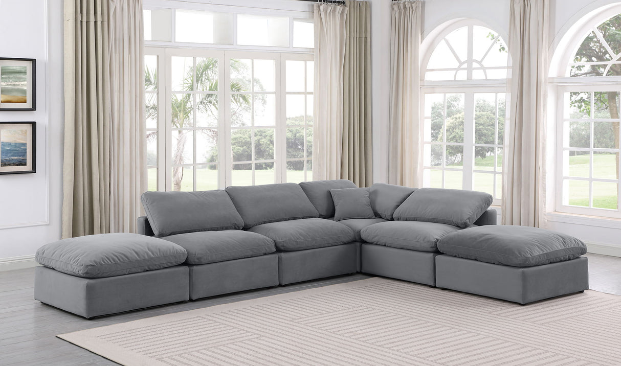 Indulge - Velvet 6 Piece Modular Armless Sectional