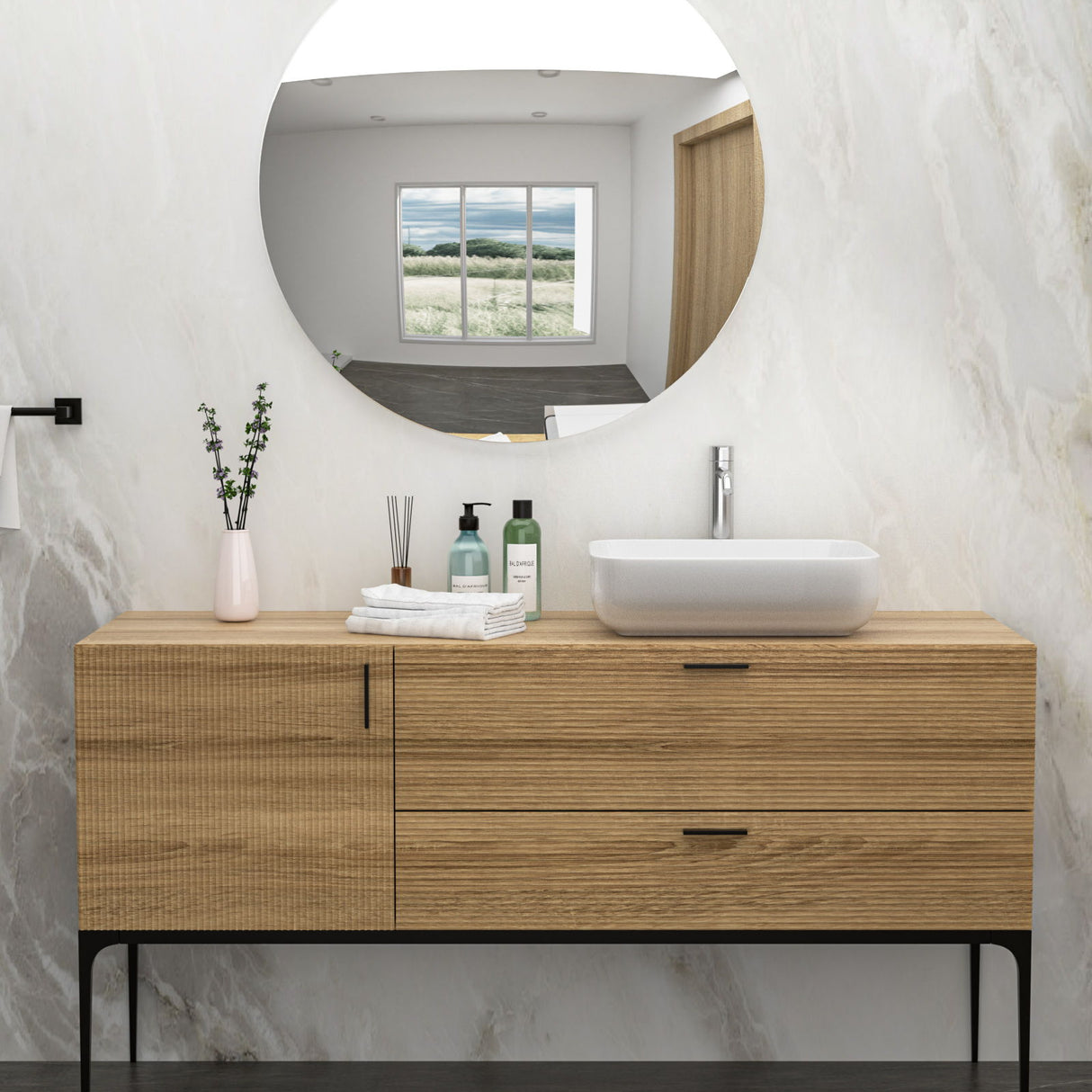 Rectangular Vessel Bathroom Sink, Modern - White