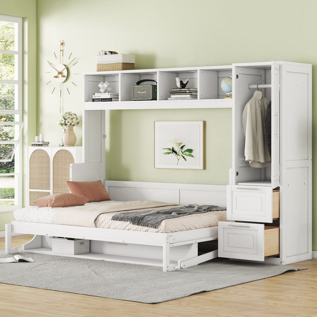 Space Saving Murphy Wall Bed With Closet And Drawers