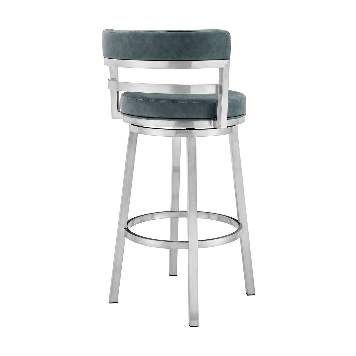 Titana - Swivel Faux Leather And Brushed Stainless Steel Bar Stool
