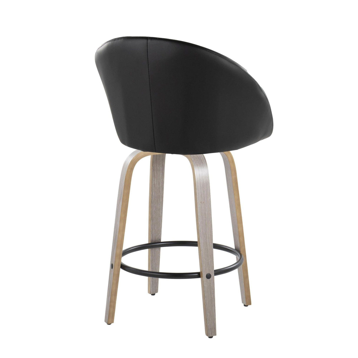 Matisse - 26" Highback Fixed-Height Counter Stool With Swivel And Round Chrome Metal Footrest (Set of 2) - Light Gray Wood
