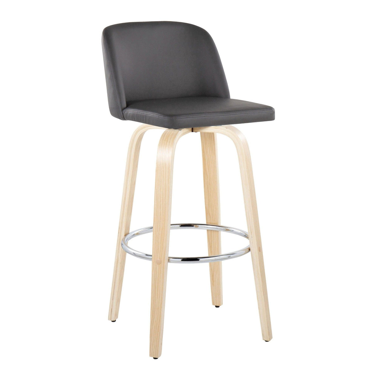 Toriano - 30" Fixed-Height Barstool (Set of 2) - Natural & Chrome Base