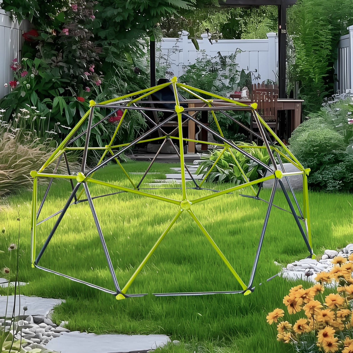 10 Sided Climbing Frame For Outdoor Playground With Colorful Climbing Stones
