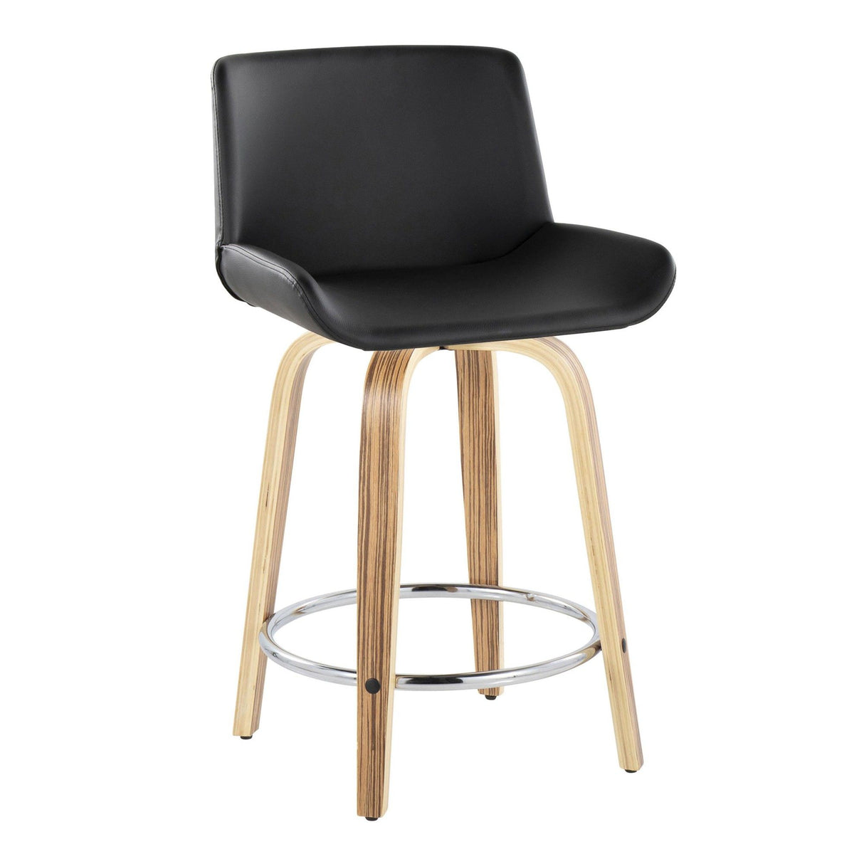 Santi - 24" Fixed-Height Counter Stool With Swivel - Zebra Wood (Set of 2)