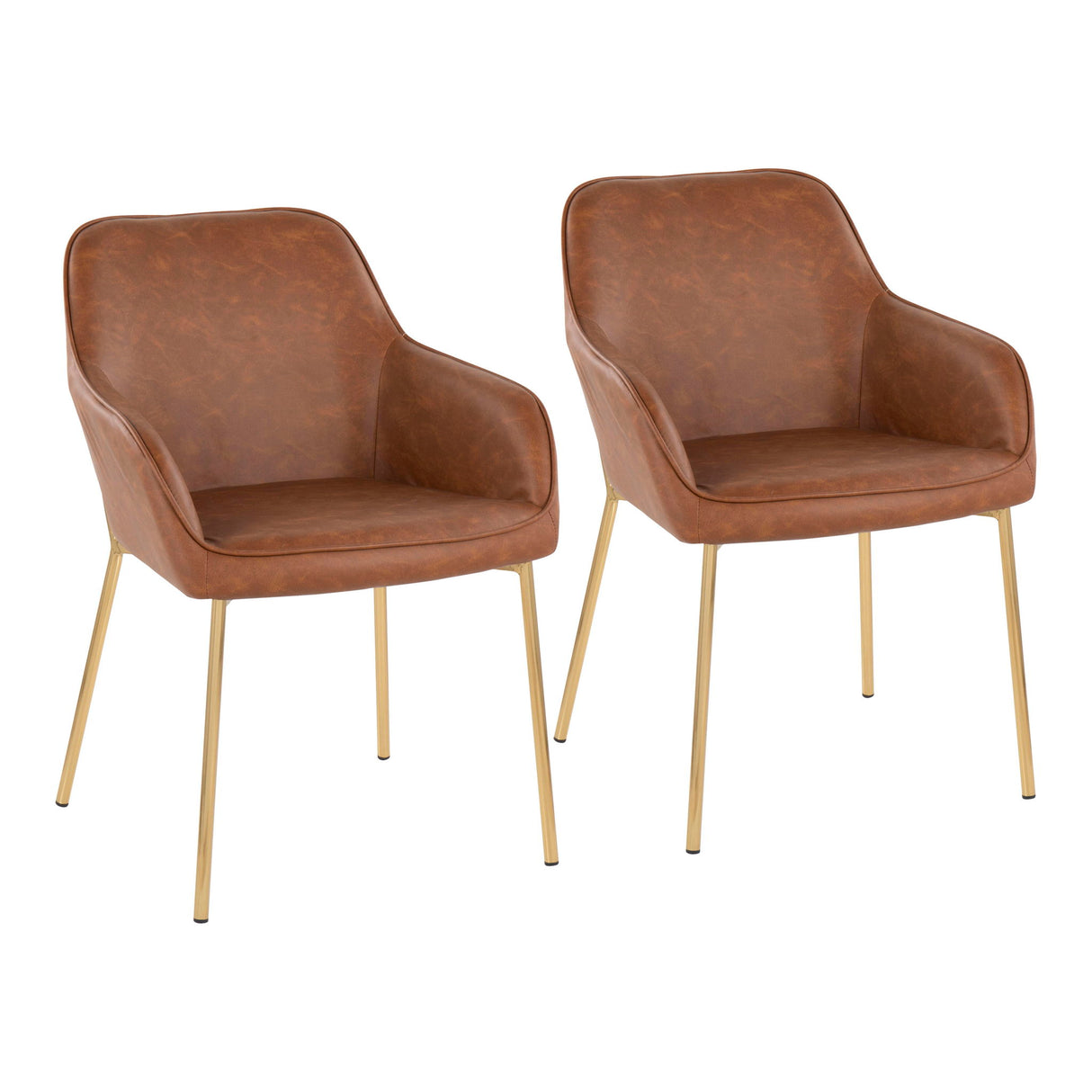 Daniella - Dining Chair (Set of 2) - Gold Steel And Camel Faux Leather