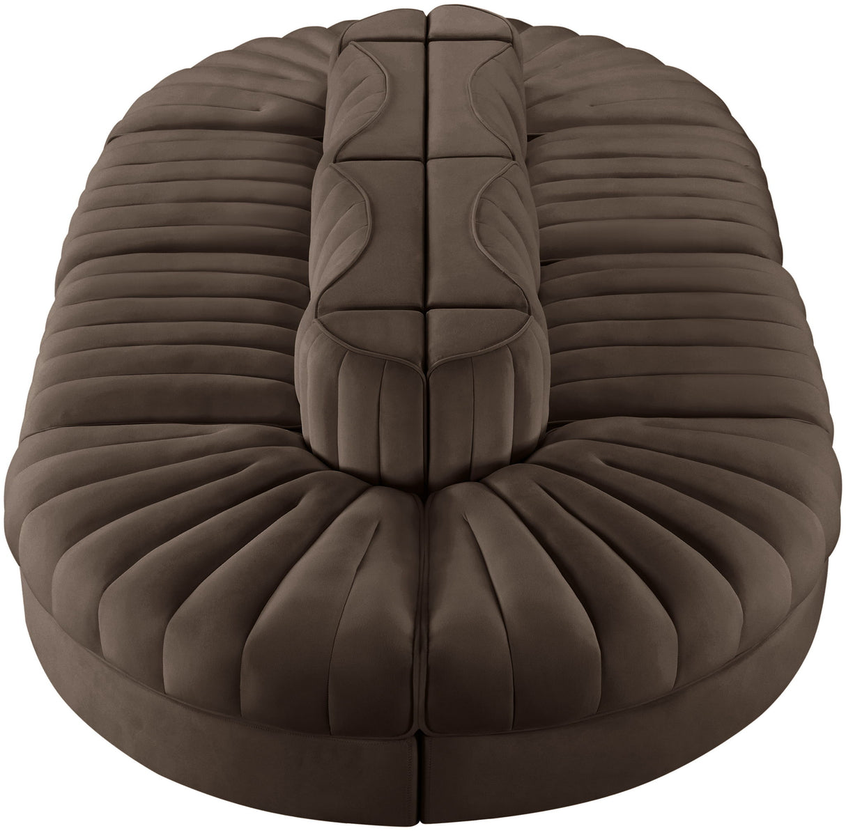 Rummi - Oval Velvet Performance Fabric Upholstered 8 Piece Modular Sectional
