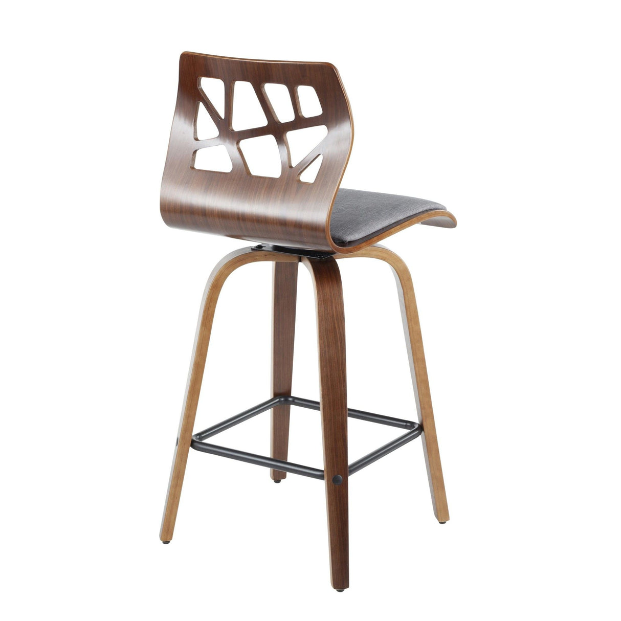 Folia - Fixed Height Swivel Counter Stool (Set of 2) - Walnut Wood