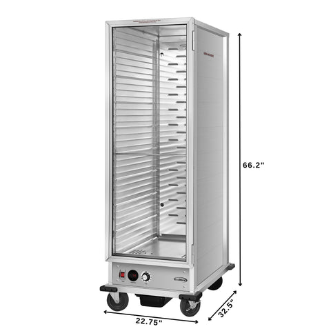 33 in. Commercial Non-Insulated Heated Holding Cabinet with 36-Pan Capacity and Glass Door in Silver (KM-CH36-SNGL)