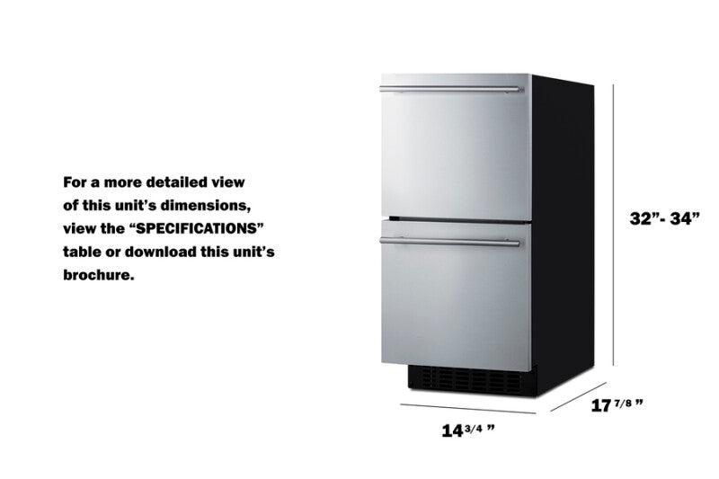 15" Wide 2-drawer All-refrigerator, ADA Compliant - (ASDR1524)