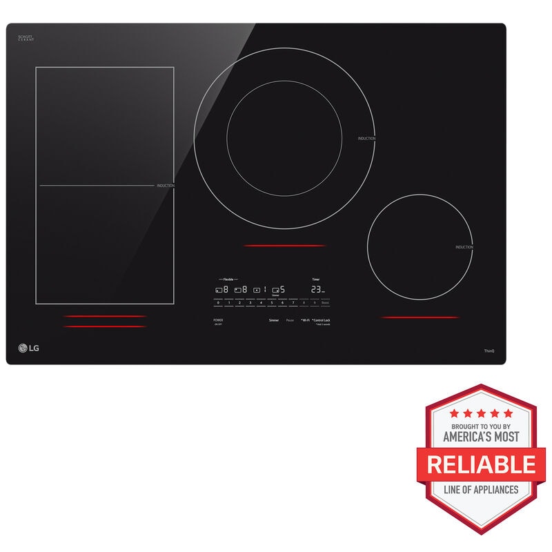 LG CBIH3017BE 30 in. 4-Burner Smart Induction Cooktop with SmoothTouch Controls, Simmer Burner & Power Burner - Black