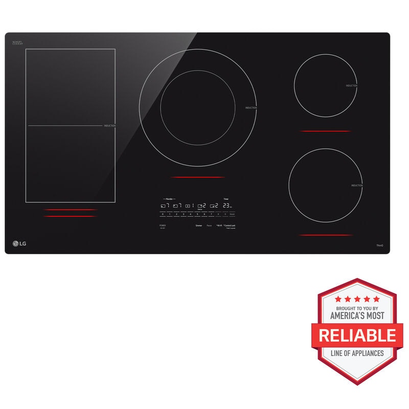 LG CBIH3617BE 36 in. 5-Burner Smart Induction Cooktop with UltraHeat 5.0kW Element, Simmer Burner & Power Burner - Black