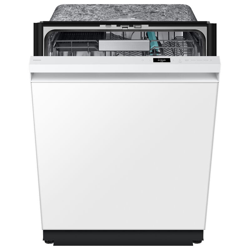 Samsung DW90F89T0U12 Bespoke 24 in. Top Control Smart Dishwasher with 38 dBA Sound Level, 3rd-Rack, Smart Dry with AutoRelease Door & Pocket Handle - White Glass
