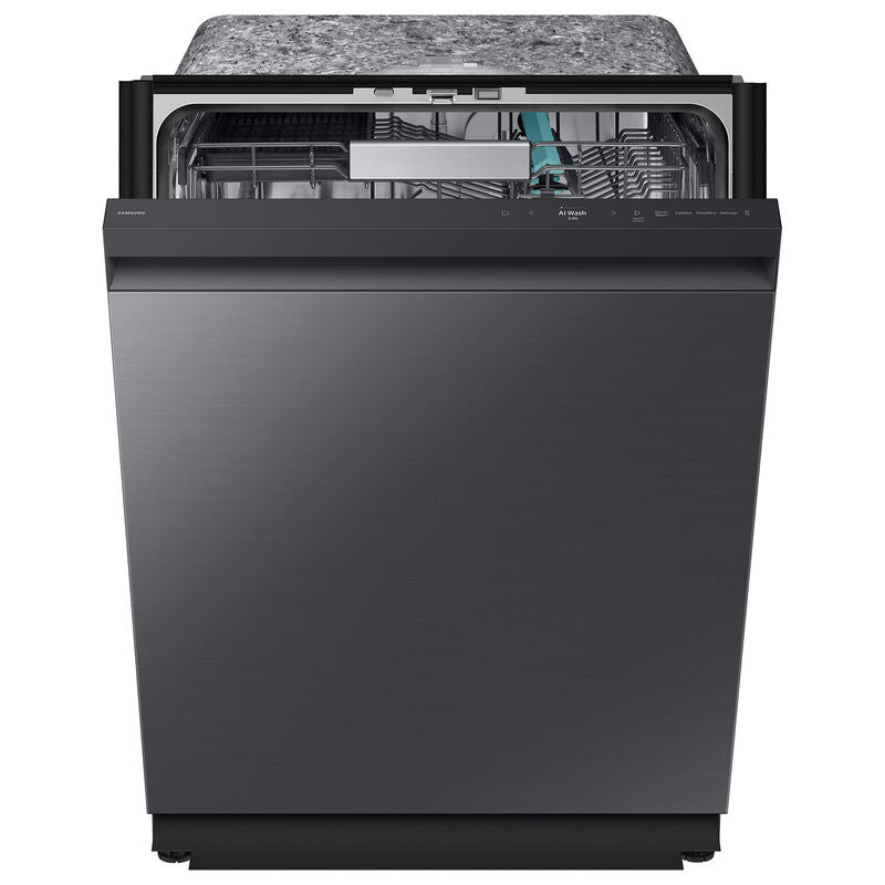 Samsung DW90F89T0UMT Bespoke 24 in. Top Control Smart Dishwasher with 38 dBA Sound Level, 3rd-Rack, Smart Dry with AutoRelease Door & Pocket Handle - Fingerprint Resistant Matte Black Steel