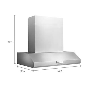 KitchenAid 36 in. Ducted Canopy Pro Style Style Range Hood with 4 Fan Speeds & 2 LED Lights - Stainless Steel