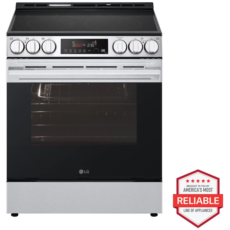 LG LSEL6333XE 30 in. 6.3 cu. ft. Smart Air-Fry Standard Convection Slide-In Electric Range with Radiant Burners - Printproof Stainless Steel