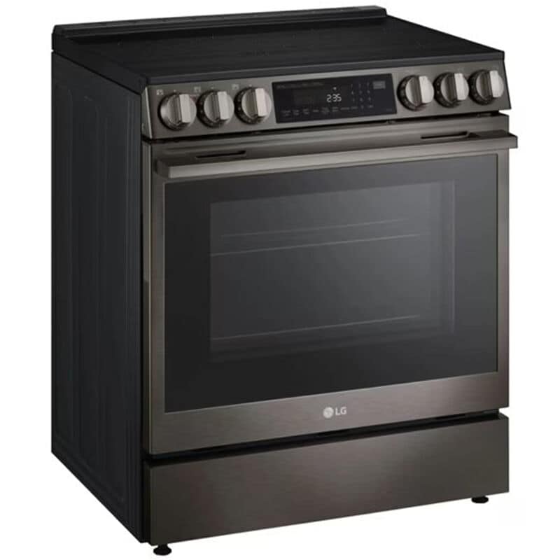 LG LSEL6335ZE 30 in. 6.3 cu.ft. Smart Air-Fry True European Convection Slide-In Electric Range with Radiant Burners - Black Stainless Steel