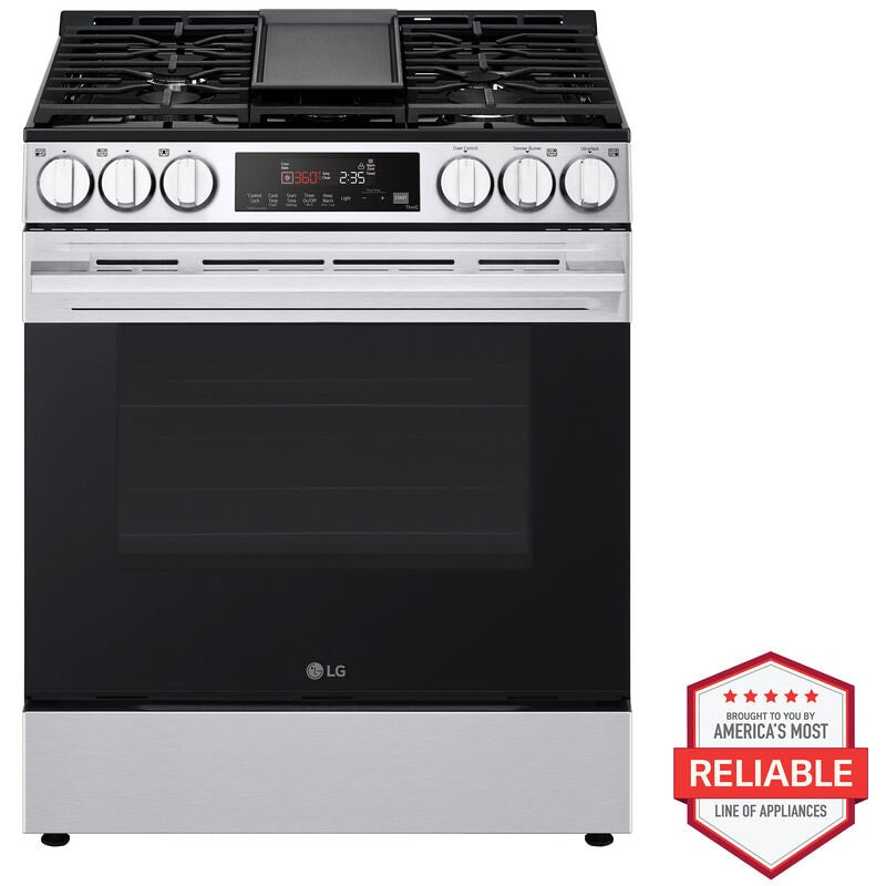 LG LSGL5833X 30 in. 6.3 cu. ft. Smart Air-Fry Standard Convection Slide-In Gas Range with 5 Sealed Burners & Griddle - PrintProof Stainless Steel