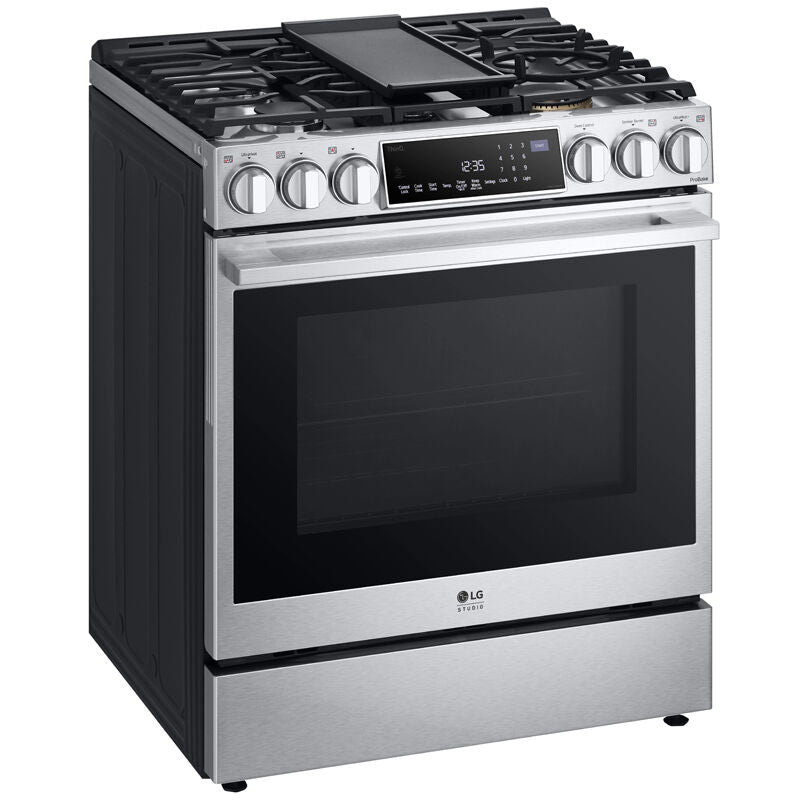 LG LSGS6338F InstaView 30 in. 6.3 cu. ft. Smart Air Fry True European Convection Slide-In Gas Range with 5 Sealed Burners & Griddle - Stainless Steel