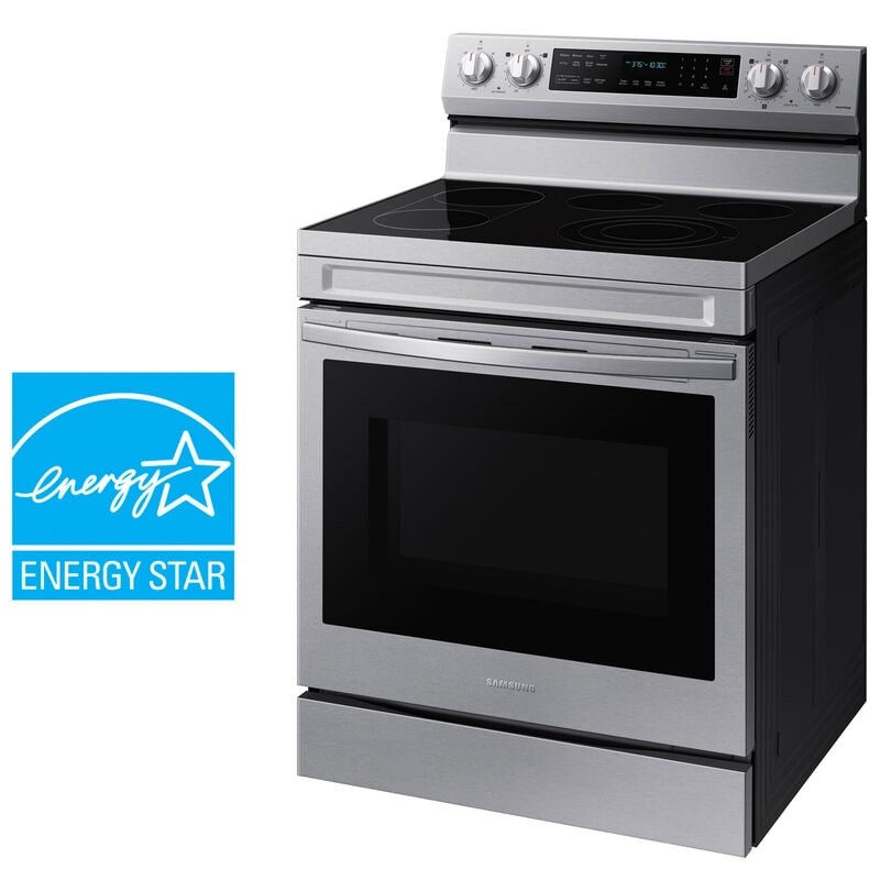 Samsung NE63D6711SR 30 in. 6.3 cu. ft. Smart Air-Fry True European Convection Electric Range with Radiant Burners & Griddle - Stainless Steel