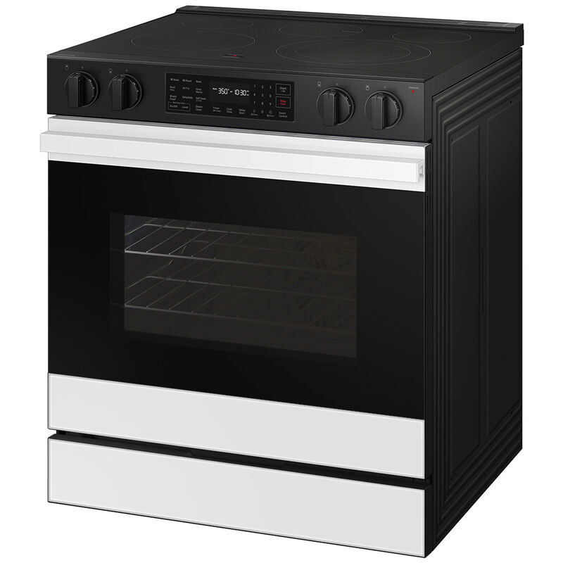 Samsung NSE6DB830012 Bespoke 30 in. 6.3 cu. ft. Smart Air Fry Standard Convection Slide-In Electric Range with Radiant Burners - White Glass