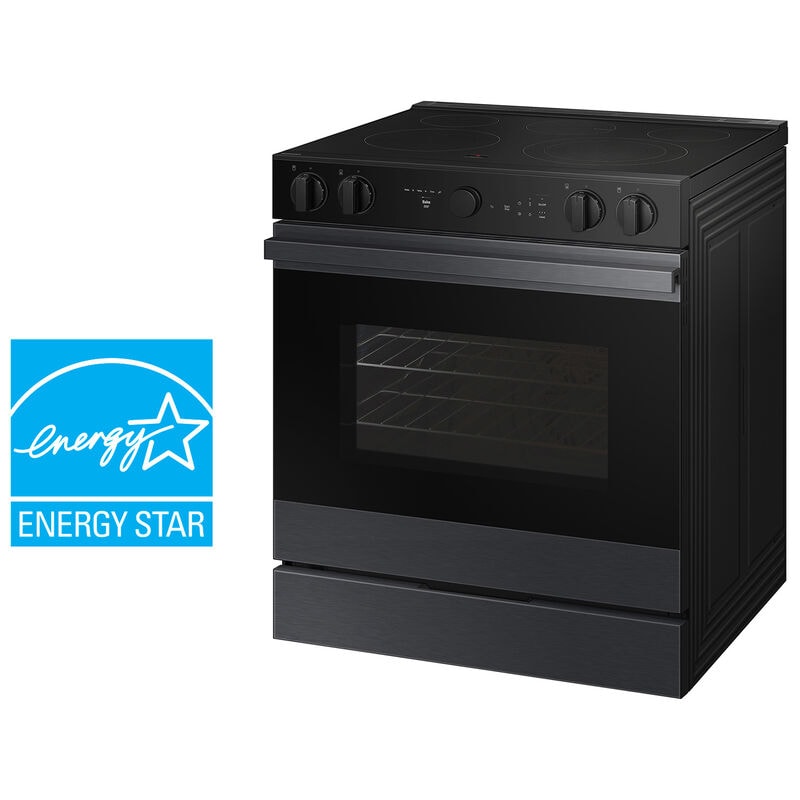 Samsung NSE6DG8502MT Bespoke 30 in. 6.3 cu. ft. Smart Air Fry True European Convection Slide-In Electric Range with Smoothtop Burners - Matte Black Steel