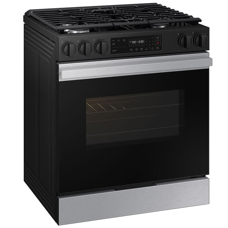 Samsung NSG6DG8100SR Bespoke 30 in. 6 cu. ft. Smart Slide-In Gas Range with 5 Sealed Burners - Stainless Steel