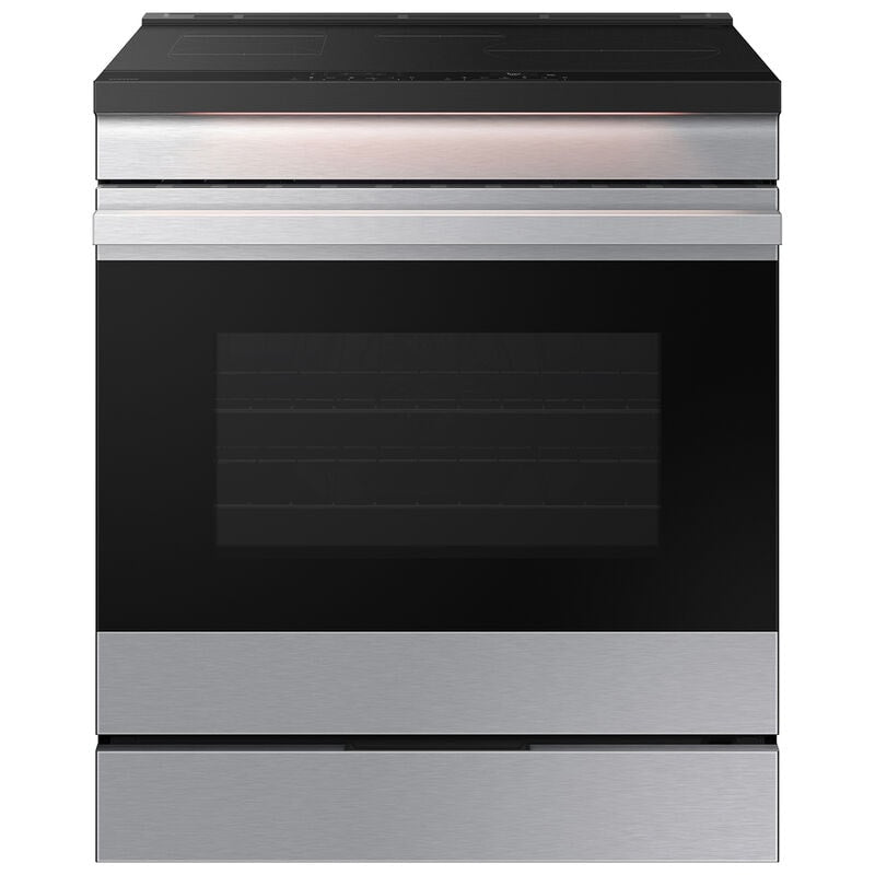 Samsung NSI6DG9500SR Bespoke 30 in. 6.3 cu. ft. Smart Air Fry True European Convection Slide-In Electric Range with 4 Induction Burners - Stainless Steel