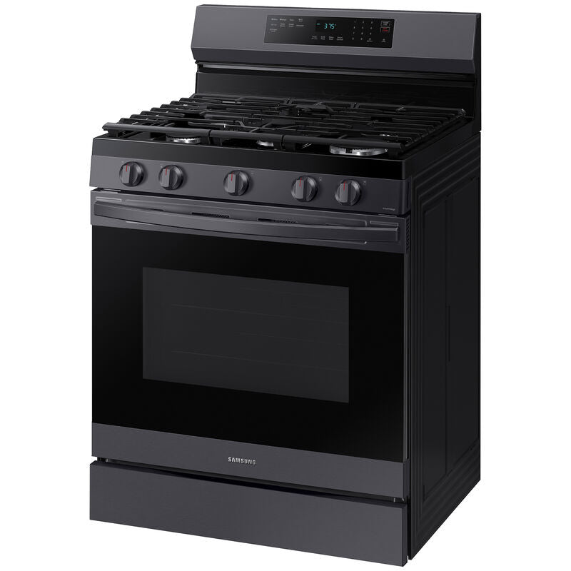 Samsung 30 in. 6 cu. ft. Smart Air Fry Standard Convection Gas Range with 5 Sealed Burners & Griddle - Black Stainless