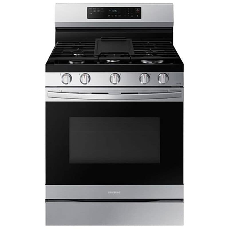 Samsung 30 in. 6 cu. ft. Smart Air Fry Standard Convection Gas Range with 5 Sealed Burners & Griddle - Stainless Steel
