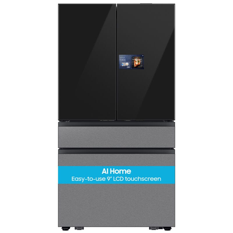 Samsung RF90F23BECR Bespoke 36 in. 22.5 cu. ft. Smart Counter Depth 4-Door French Door Refrigerator with AI Home, Beverage Center & Internal Water Autofill Pitcher - Charcoal Glass & Stainless Steel