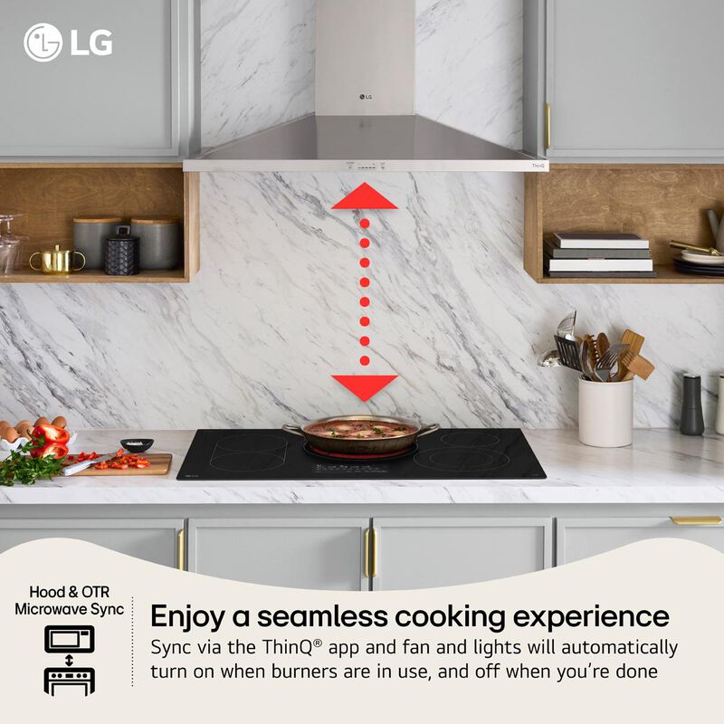 LG CBEW3617BE 36 in. 5-Burner Smart Electric Cooktop with UltraHeat, Simmer Burner & Power Burner - Black