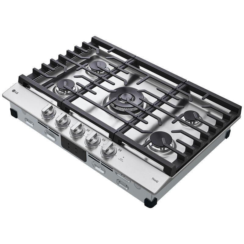 LG CBGJ3027S 30 in. 5-Burner Smart Natural Gas Cooktop with Griddle, Simmer Burner & Power Burner - Stainless Steel